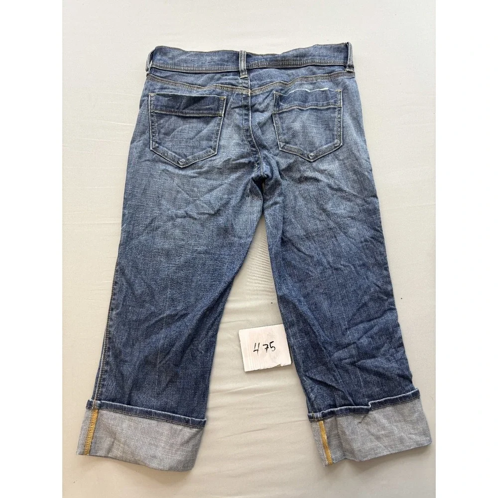 Old Navy Womens Size 10 Low Rise Stretch Capri Jeans Blue Cuffed Crop Denim